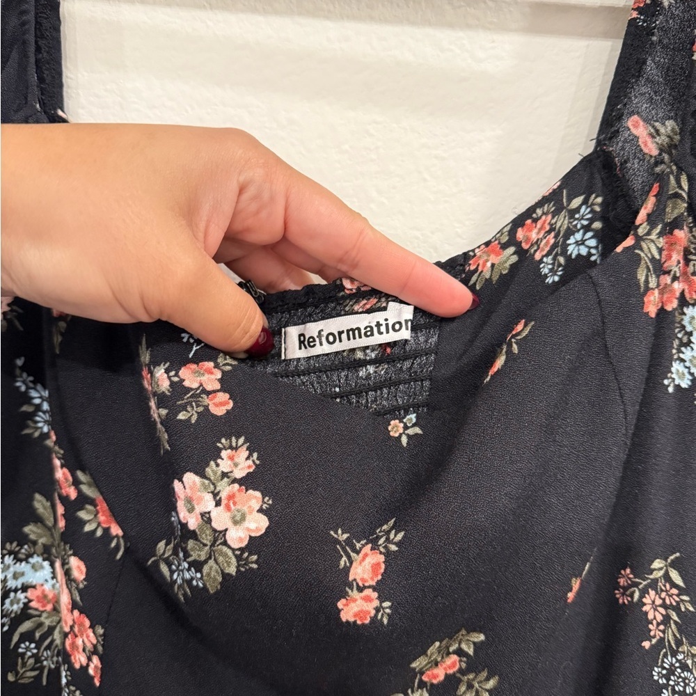 SOLD - Reformation Mica Black Floral Long Sleeve Dress - Picture 2 of 6